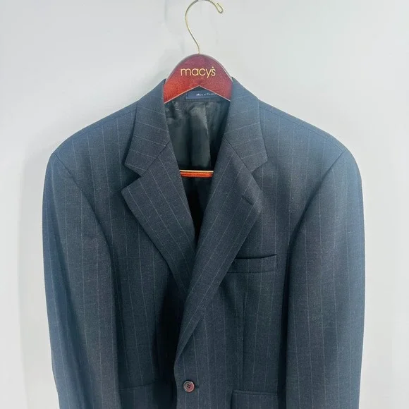 Vintage Chaps Ralph Lauren Long Sleeve Pinstripe Single Vent Blazer Blue Size 41